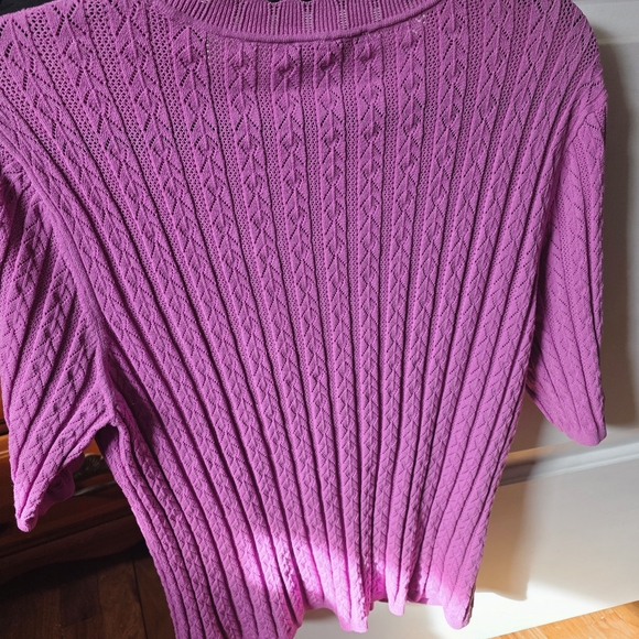 Ann Taylor Vibrant Purple Textured Crew Neck Sweater - Picture 4 of 5